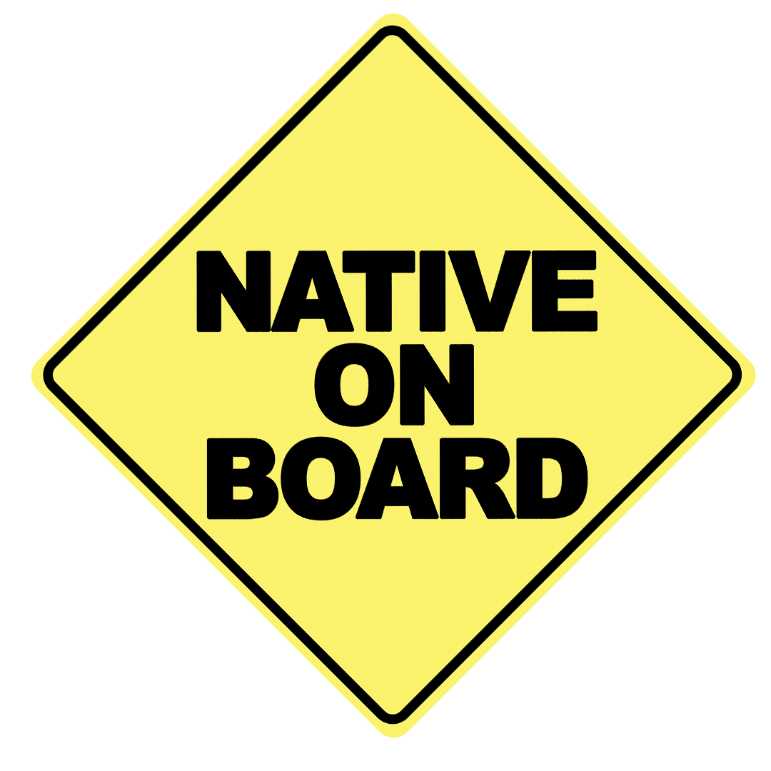 Native On Board Bumper Sticker 5"x5"